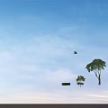 Modern Industrial Park With Green Trees People Walking And Birds Flying