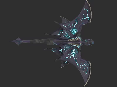 Mythical Flying Creature with Blue Glowing Patterns on Large Wings and Fantasy Design 3d model