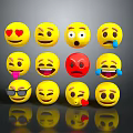 Yellow Emoji Decorative Ornaments Set With Various Facial Expressions For Home Decor