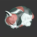 Decorative Cat Figurine Furniture Piece With Red Black White Glossy Ceramic Design
