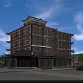 Traditional Chinese Commercial Street Building With Multi Story Structure And Classic Roof Design