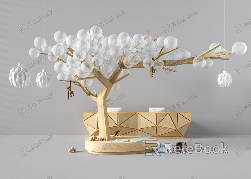 Modern reception desk modeling tree model