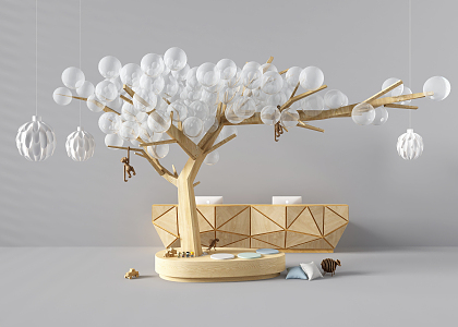 Modern reception desk modeling tree 3d model