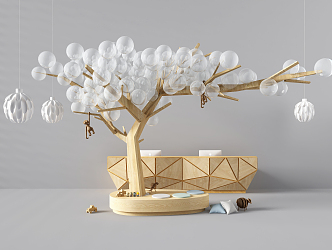 Modern reception desk modeling tree 3d model