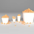 KFC Red Containers Featuring Popcorn French Fries Small Drinks And Scattered Popcorn Pieces