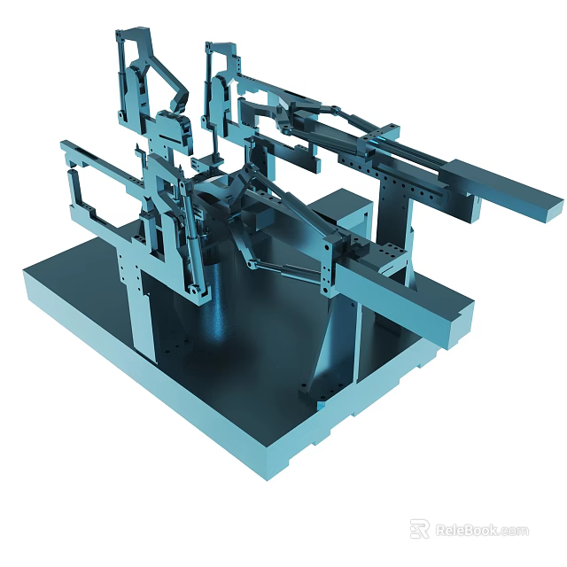 3D Model Industrial Mechanical Structure With Metal Frame Components And Base 3d model