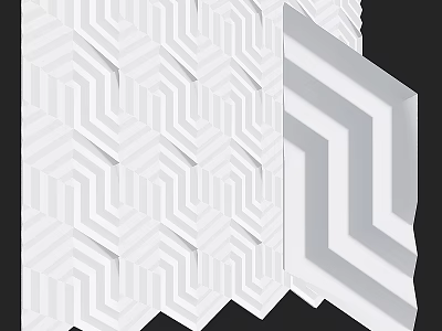 Modern White Wainscoting With Geometric 3D Patterns For Interior Wall Decoration 3d model