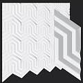 Modern White Wainscoting With Geometric 3D Patterns For Interior Wall Decoration