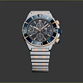 Luxury Modern Watch with Blue Chronograph Dial and Stainless Steel Rose Gold Bracelet