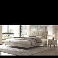 Modern Double Bed With Beige Leather Headboard In Bedroom With Natural Light Nightstand And Lamp