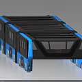 Modern Blue and Black Articulated Bus With Transparent Windows And Sleek Exterior Design