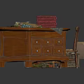 Rustic Interior With Wooden Desk Crates Bookshelf Chair Fabric And Documents