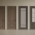 Different Design Interior Doors With Brown Dark Gray Panel And Glass Grid Patterns 3d model