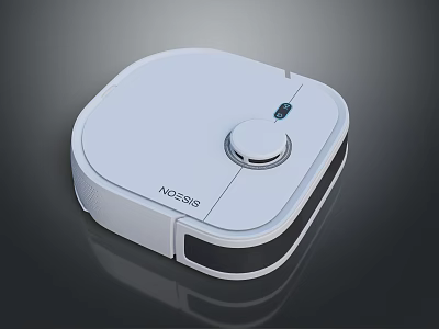 White Robotic Vacuum Cleaner With Modern Design And Circular Control Button For Home Use 3d model