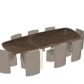 Modern Wooden Dining Table Set With Gray Upholstered Chairs And Simple Design 3d model