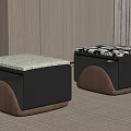 Modern Black and Brown Stools With Light and Patterned Upholstered Seats 3d model