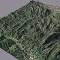 Detailed 3D Topographic Model With Mountain Terrain River And Green Vegetation