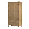 Classic Oak Wardrobe Design With Double Doors And Bottom Storage Drawers 3d model
