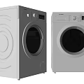Two White Front Loading Washing Machines With Modern Sleek Design And Compact Build 3d model