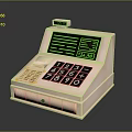 Beige Cash Register Featuring Display Screen Numeric Keypad and Receipt Printer for Home Daily Use 3d model