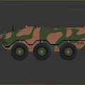 Military Armored Vehicle With Camouflage Pattern 6x6 Wheel Design And Roof Mounted Gear