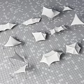 Multiple White Tent Like Canopy Structures On Gray Grid Floor 3d model