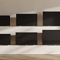 Six Modern Televisions Arranged on Wall Shelves in Interior Display Setup 3d model