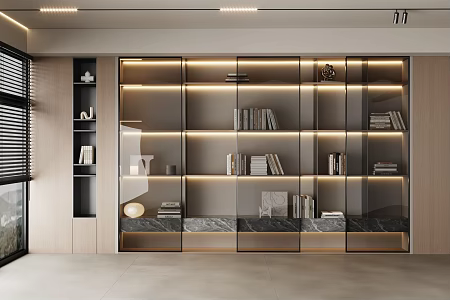 Bookcase Bookshelf Book Decoration Full Wall Adult Solid Wood 3d model