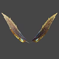 Mythical Game Movie Character With Vibrant Yellow Purple Glowing Wings And Blue Gem