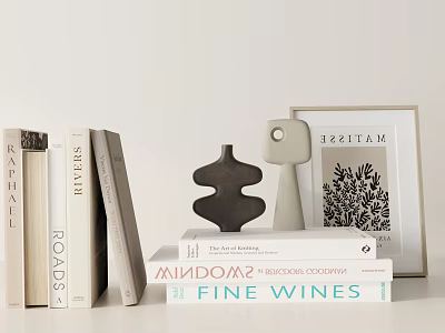 Modern Home Decorative Ornament Set With Books Sculptures And Picture Frame 3d model