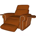 Comfortable Brown Single Seater Recliner Sofa With Wooden Side Table And Adjustable Footrest