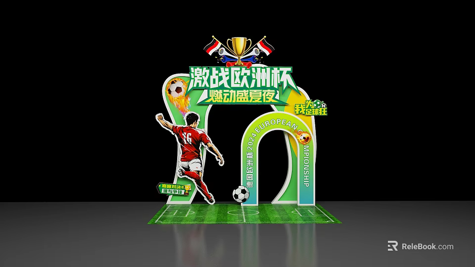 Exciting European Cup Football Event With Player And Summer Night Vibe 3d model 