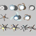 Various Air Conditioning Ceiling Fans With Built In Lights And Multiple Designs 3d model