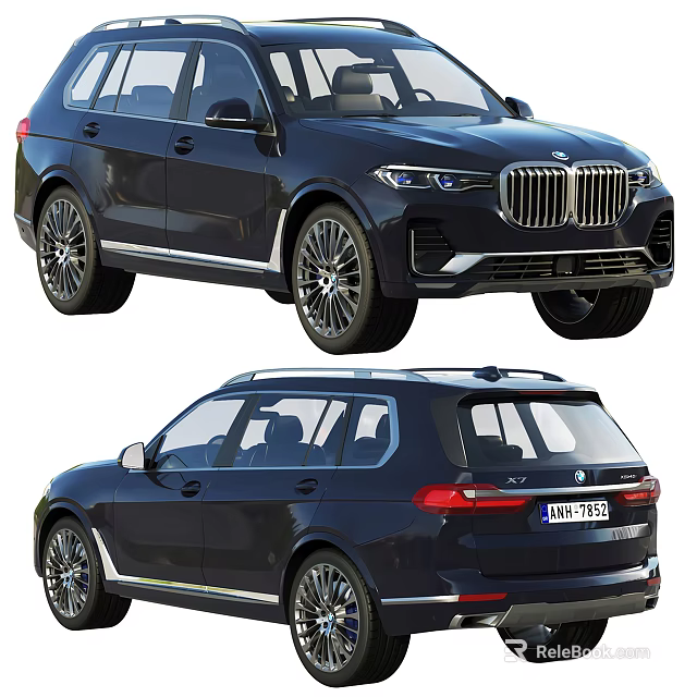 Black BMW Luxury SUV Exterior Design With Front And Rear Views 3d model 