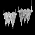 Modern Chandeliers With Transparent Icicle Like Glass Drops And Metal Rod Frames