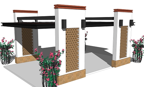 New Chinese style gallery building sketch 3d model