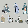 Ancient Historical Character Pendants Featuring Traditional Cultural Figure Designs