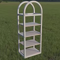 White Storage Shelving Unit With Arched Top And Multiple Shelves 3d model