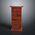 Red Wooden Storage Cabinet With Multiple Drawers And Classic Wood Grain Surface Design