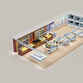 Modern Retail Store Interior With Shelves Tables Chairs And Potted Plant