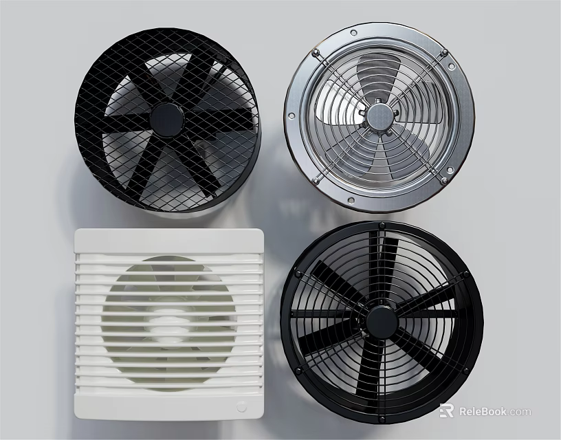 Public Facilities Ventilation Fans With Multiple Designs Shapes And Color Options 3d model 