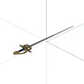 Medieval Sword With Golden Hilt Blue Handle And Silver Blade Design