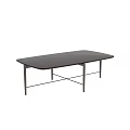 Modern Black Coffee Table with Sleek Rectangular Surface and Crossed Metal Legs for Living Room 3d model