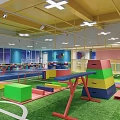 Modern Sports Fitness Training Facility With Colored Floor Markings And Hanging Lights