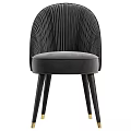 Modern Black Chair With Pleated Backrest Gray Velvet Seat And Gold Accent Legs