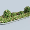 Road Facility Roadside Landscaping With Trimmed Green Shrubs Pink Flowers And Stone Edges