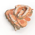Natural Wood and Stone Stacked Fragments with Orange Gray Textured Surface