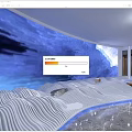 Contemporary Interior Design Featuring Blue Wavy Wall And White Curved Floor 3d model