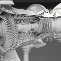 Industrial Turbofan Engine Cross Section Showing Internal Structure With Blades And Mechanical Components 3d model