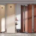 Modern Room Divider With Wooden Panels And Metal Frames For Interior Design